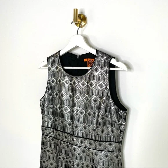 Night OutTory Burch Metallic Sheath Dress w Fitted Top Cocktail Party Classic